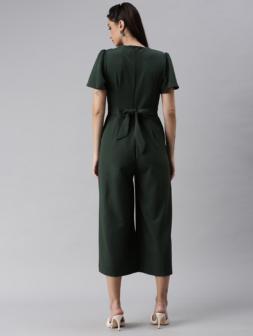 tie back solid full leg jumpsuit - 18531258 - Standard Image - 2