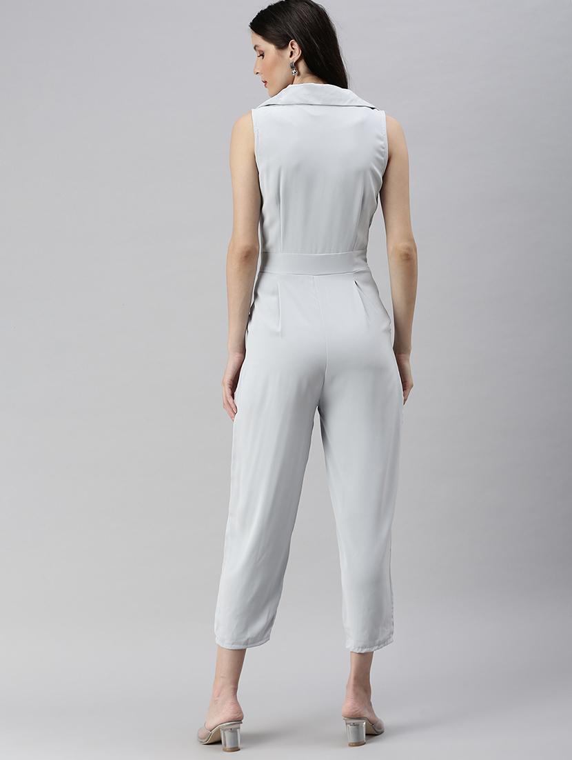 shirt collar solid full leg jumpsuit - 18531260 -  Standard Image - 2
