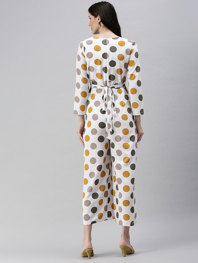 tie back polka dot full leg jumpsuit - 18531266 - Standard Image - 2