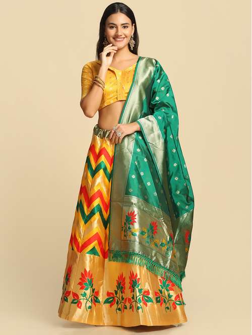jacquard work semi-stitched lehenga choli with dupatta - 18531603 -  Standard Image - 0