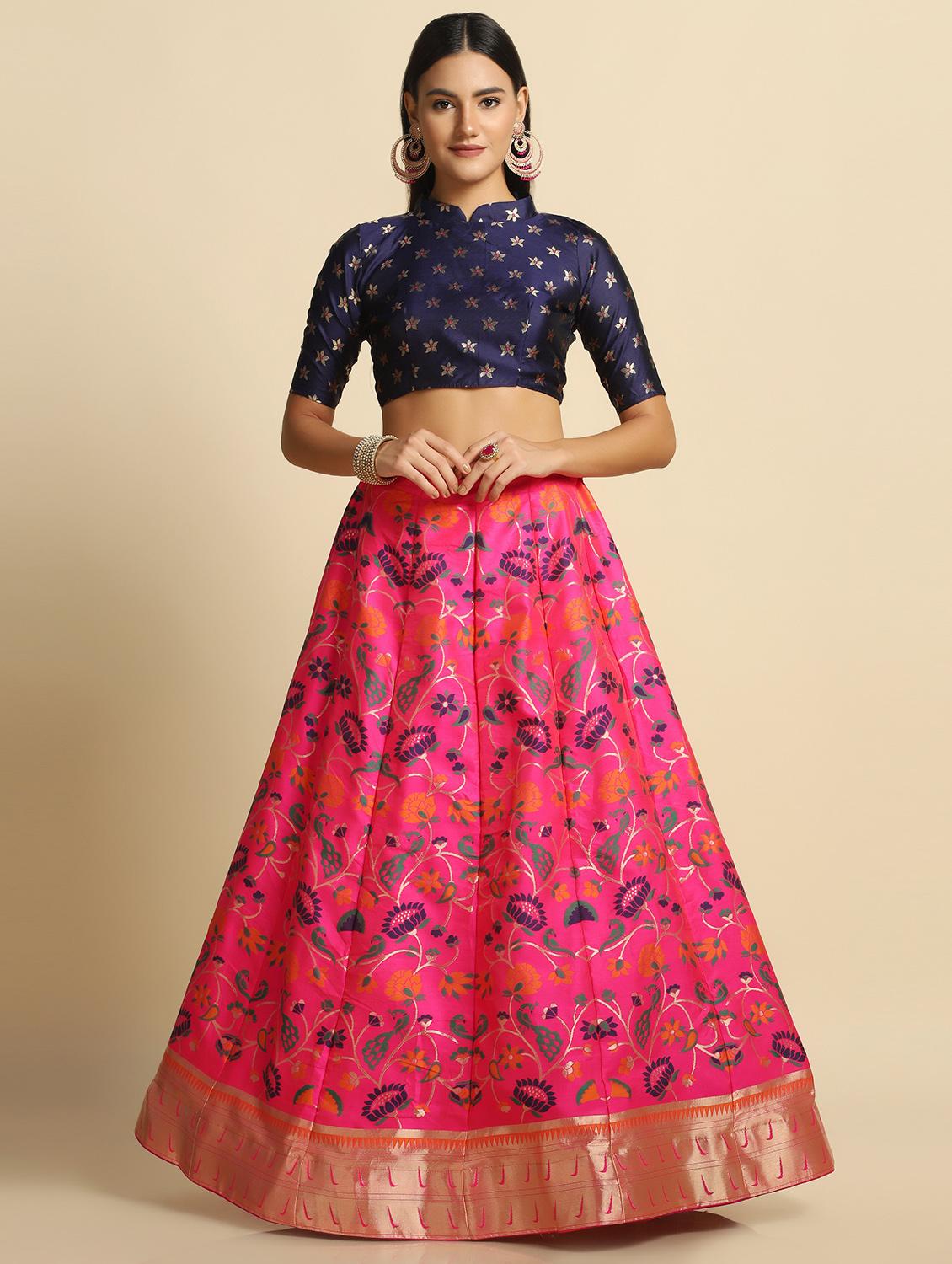 jacquard work semi-stitched lehenga choli with dupatta - 18531604 - Standard Image - 2