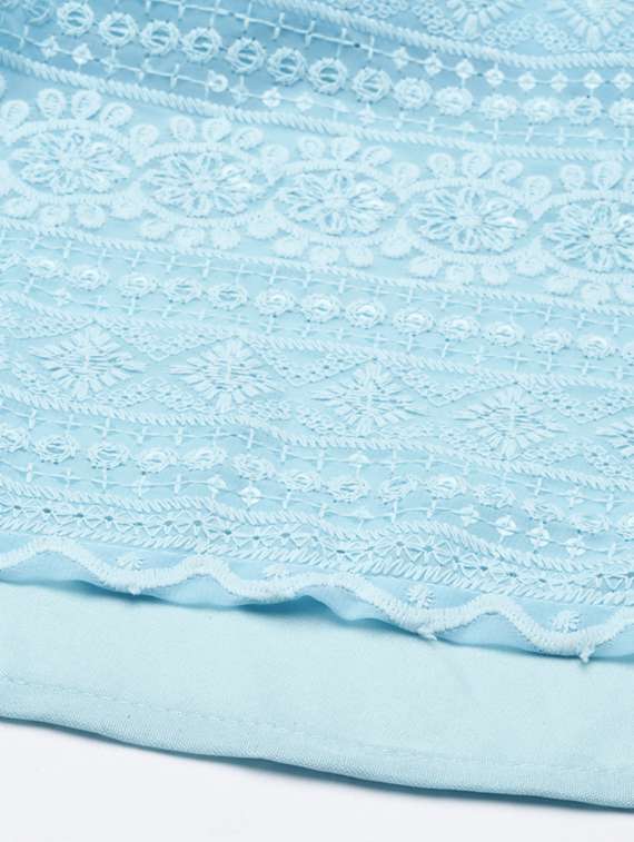 women light blue embroidered kurta pant set - 18532031 -  Standard Image - 7
