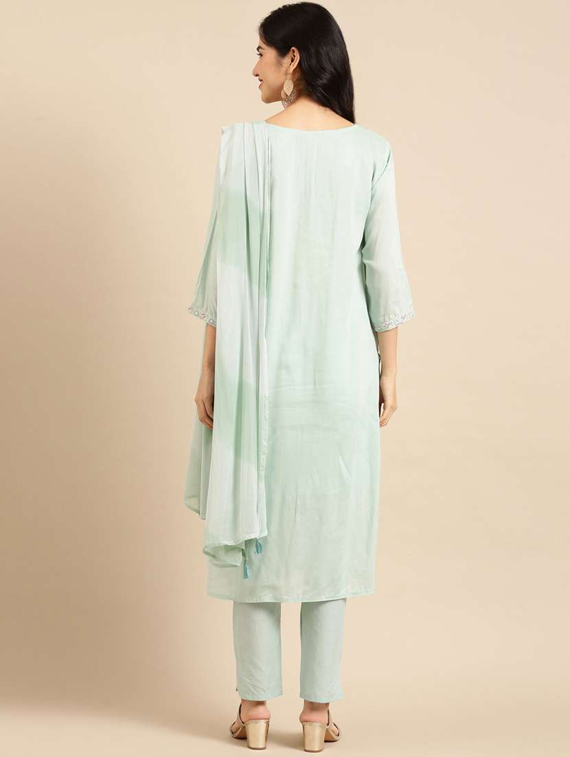 embroidered kurta pant set with dupatta - 18532045 -  Standard Image - 2