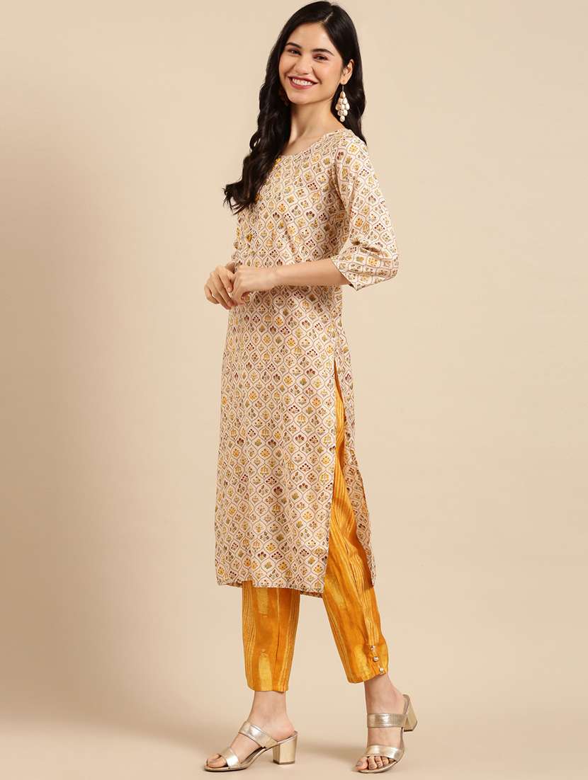 women three quarter sleeve kurta pant with dupatta set - 18532048 -  Standard Image - 2