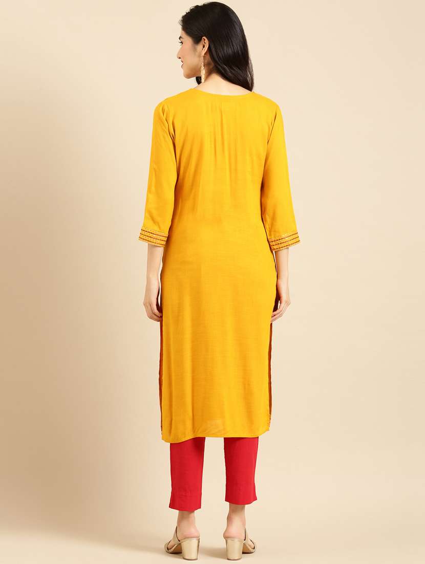 women's straight kurta - 18532099 - Standard Image - 2
