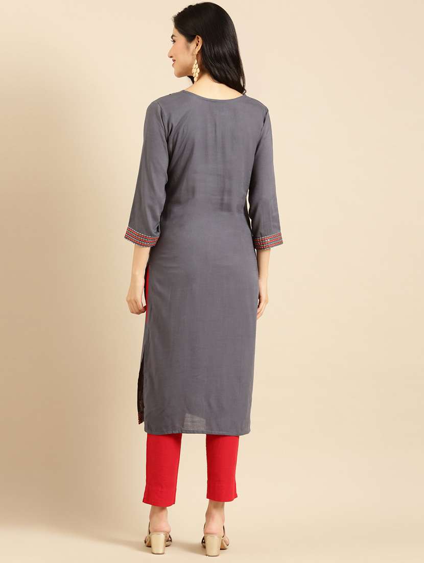 women's straight kurta - 18532100 -  Standard Image - 2