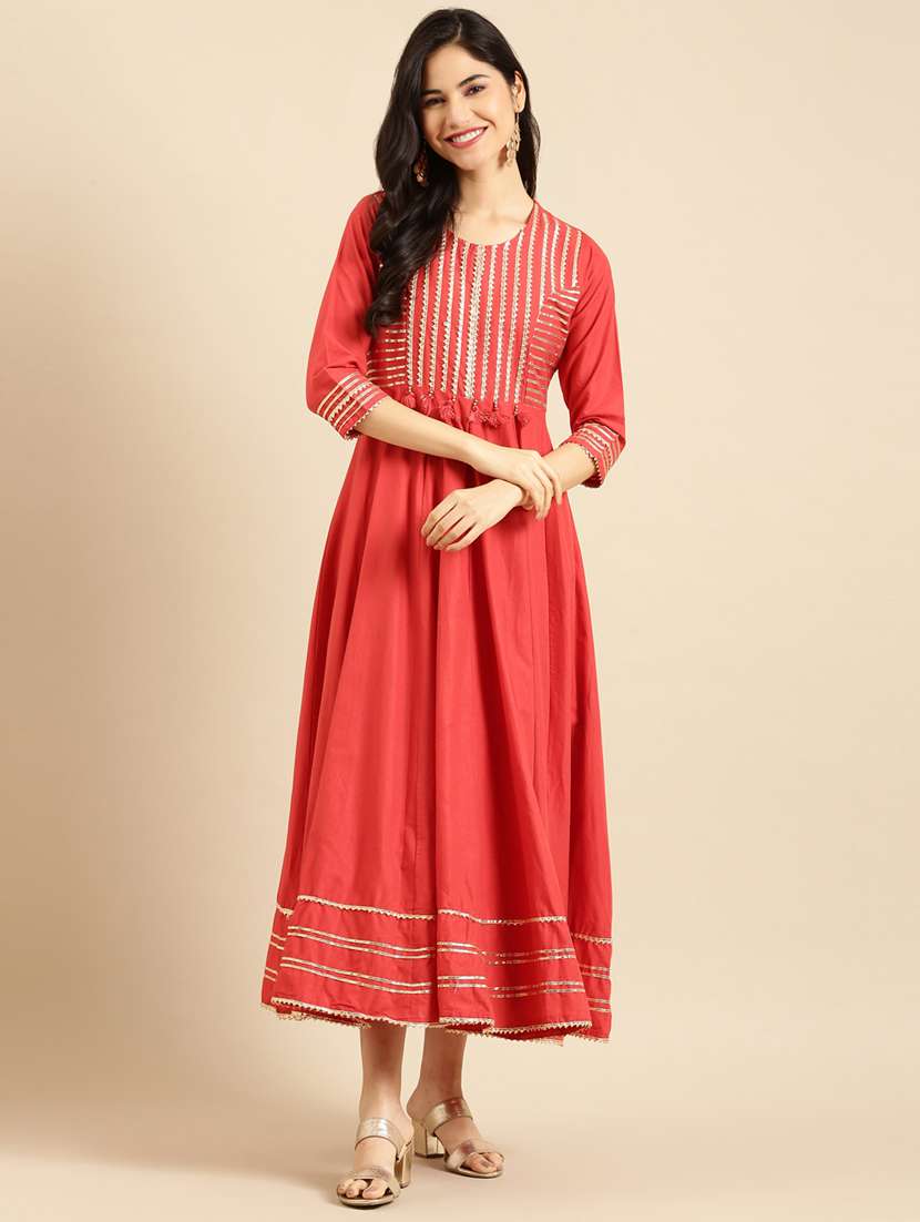 gota work anarkali ethnic dress