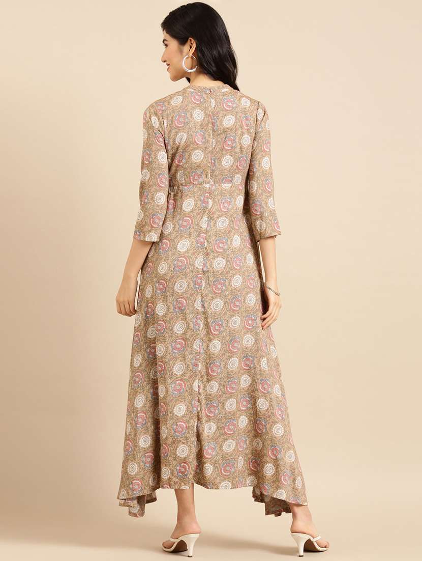 floral asymmetric ethnic dress - 18532142 - Standard Image - 2