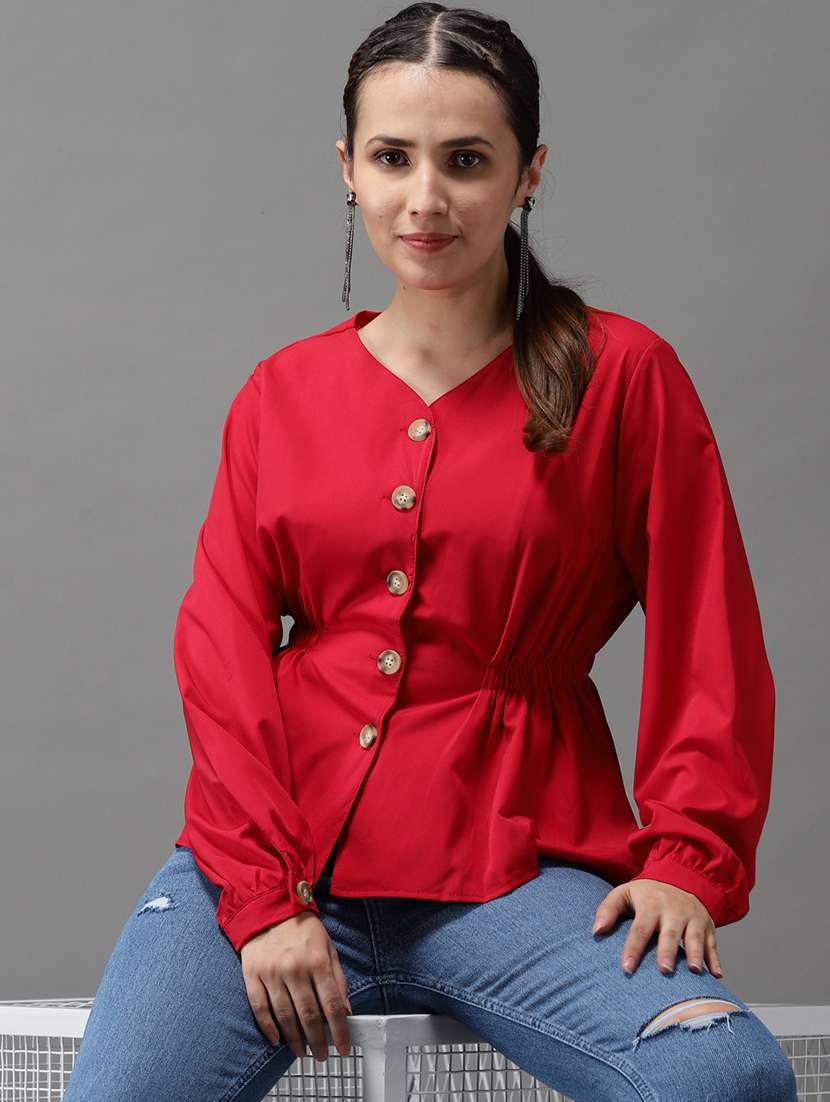 women's peplum v neck top - 18532185 -  Standard Image - 2