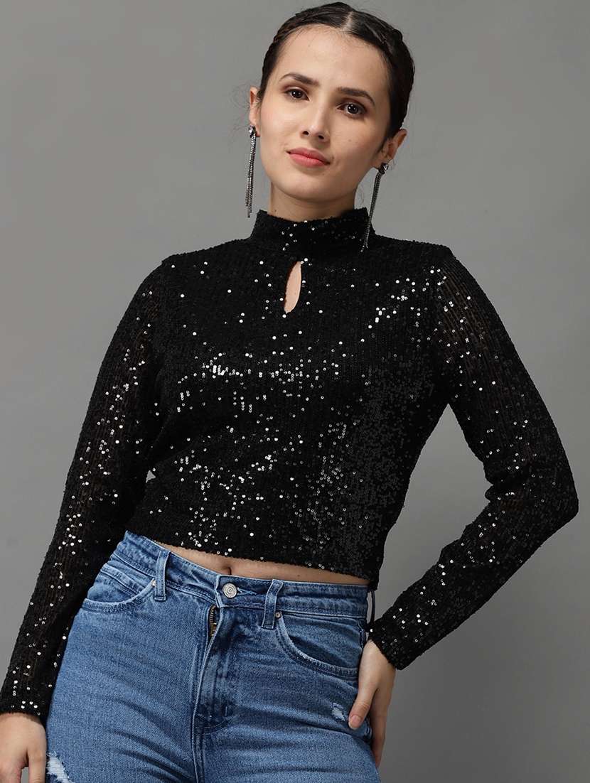 long sleeved embellished top 