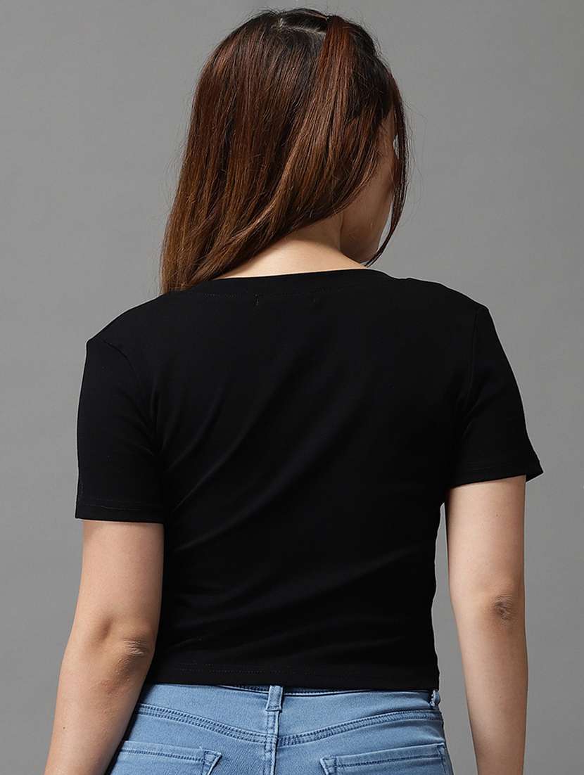 v-neck solid crop top - 18532217 -  Standard Image - 2