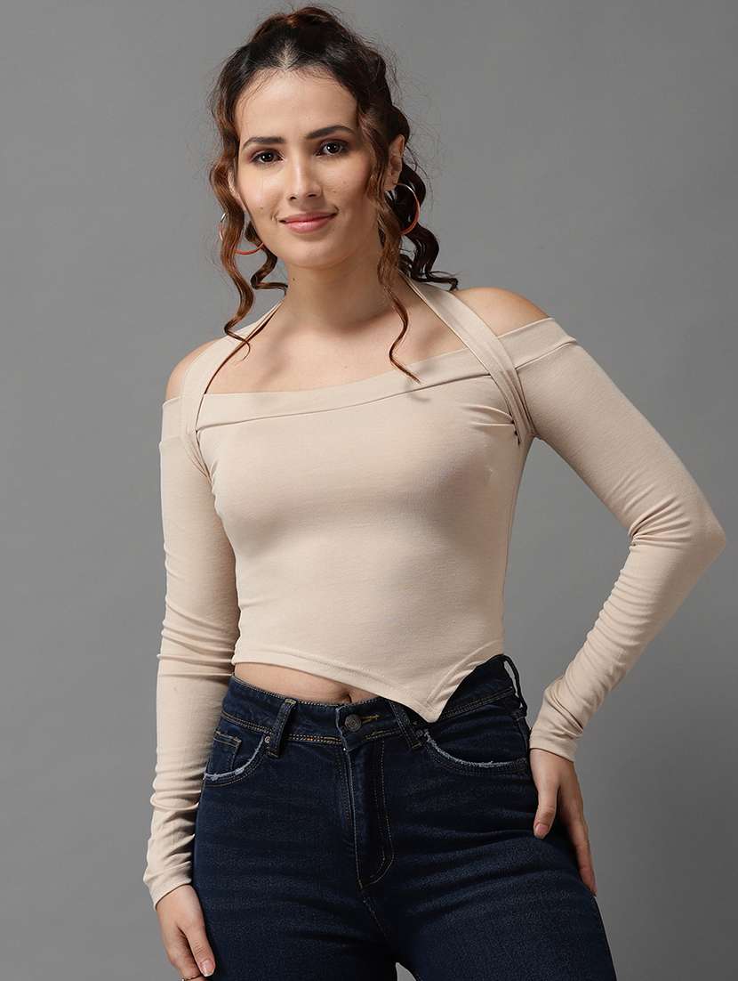 women's crop halter neck top