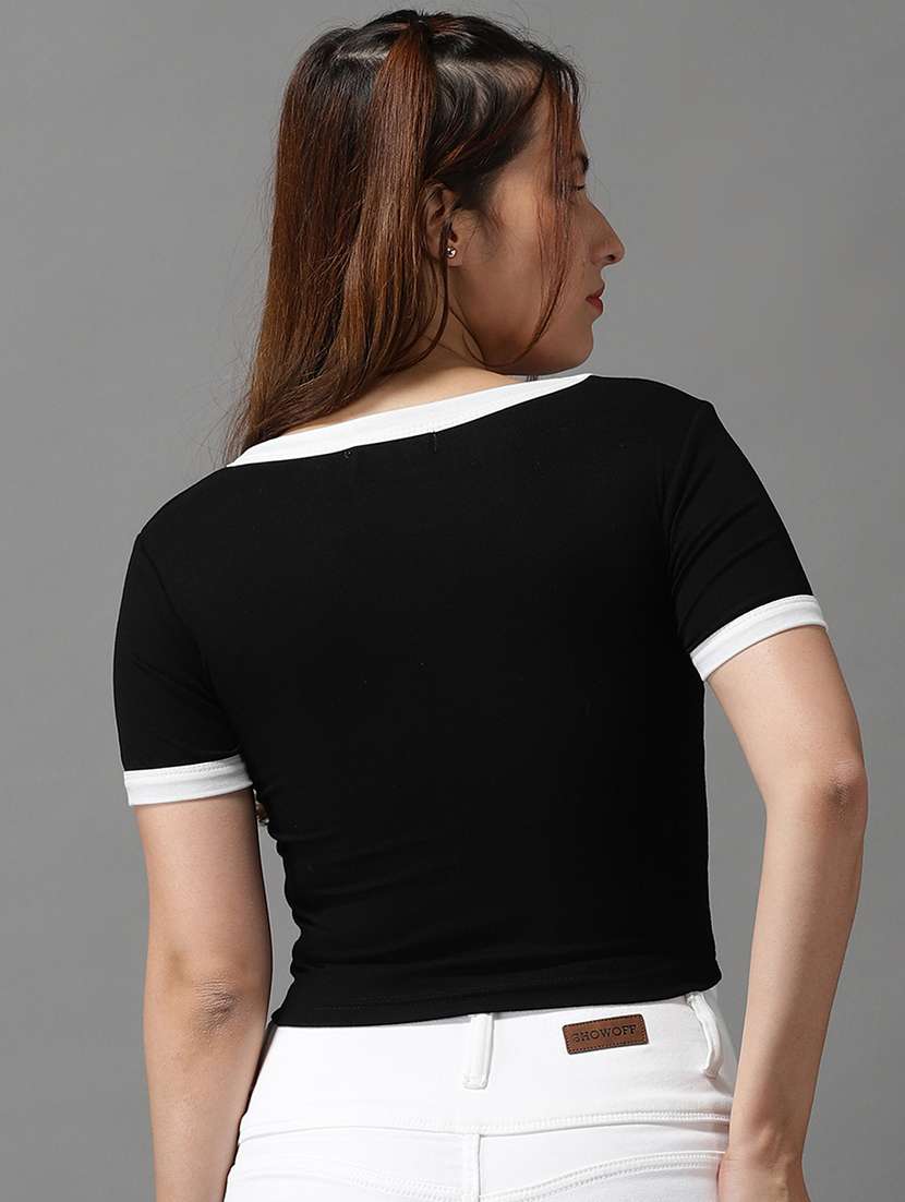 women's crop round neck top - 18532226 -  Standard Image - 2