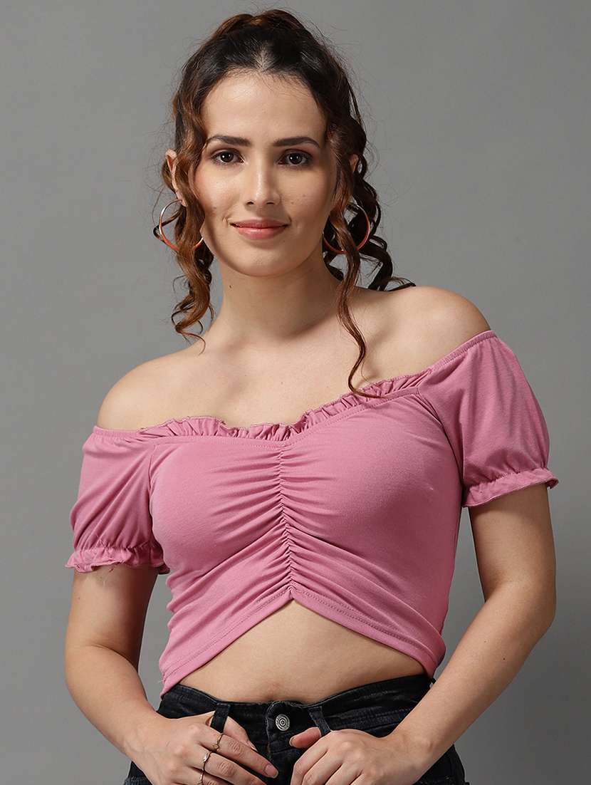 women's crop sweetheart neck top