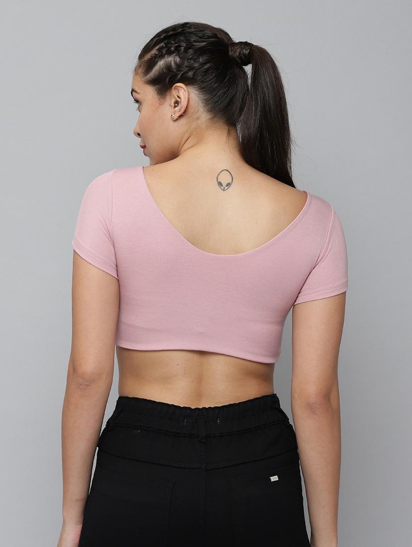 women's crop v neck top - 18532242 - Standard Image - 2