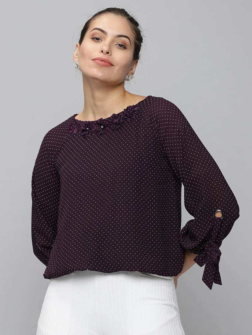 women's crop round neck top