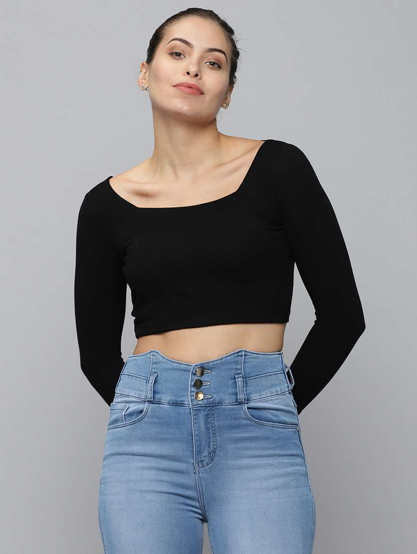 women's crop square neck top