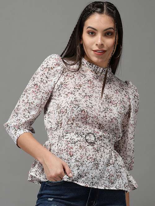 women's peplum mock neck top - 18532274 - Standard Image - 0