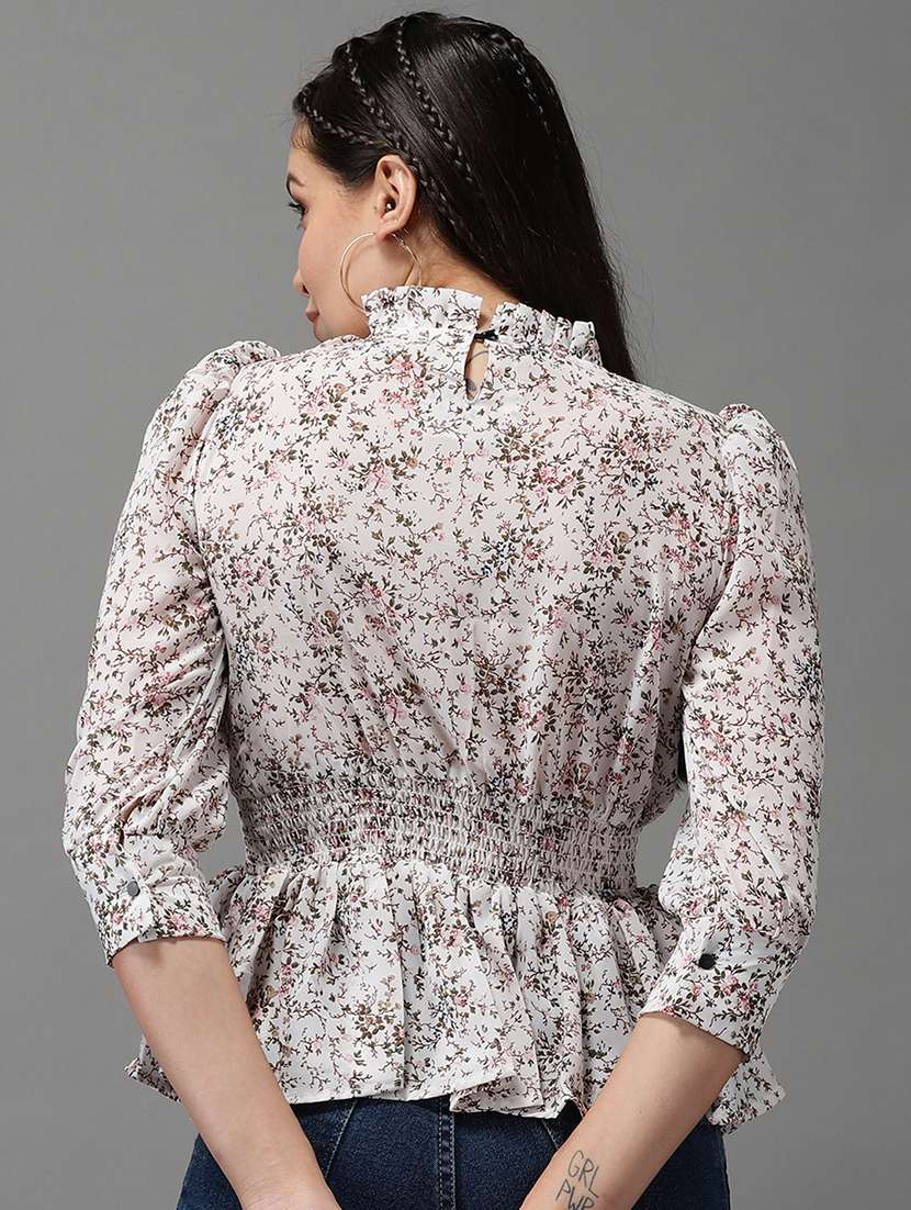 women's peplum mock neck top - 18532274 - Standard Image - 2