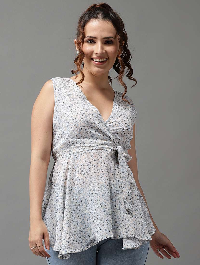 women's wrap v neck top - 18532293 -  Zoom Image - 0