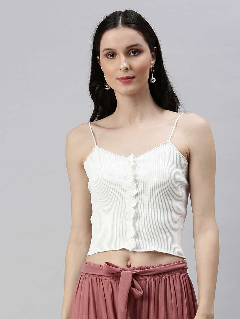 women's crop shoulder strap top