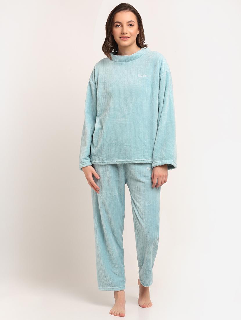 round neck solid nightwear pyjama set - 18532651 - Zoom Image - 0
