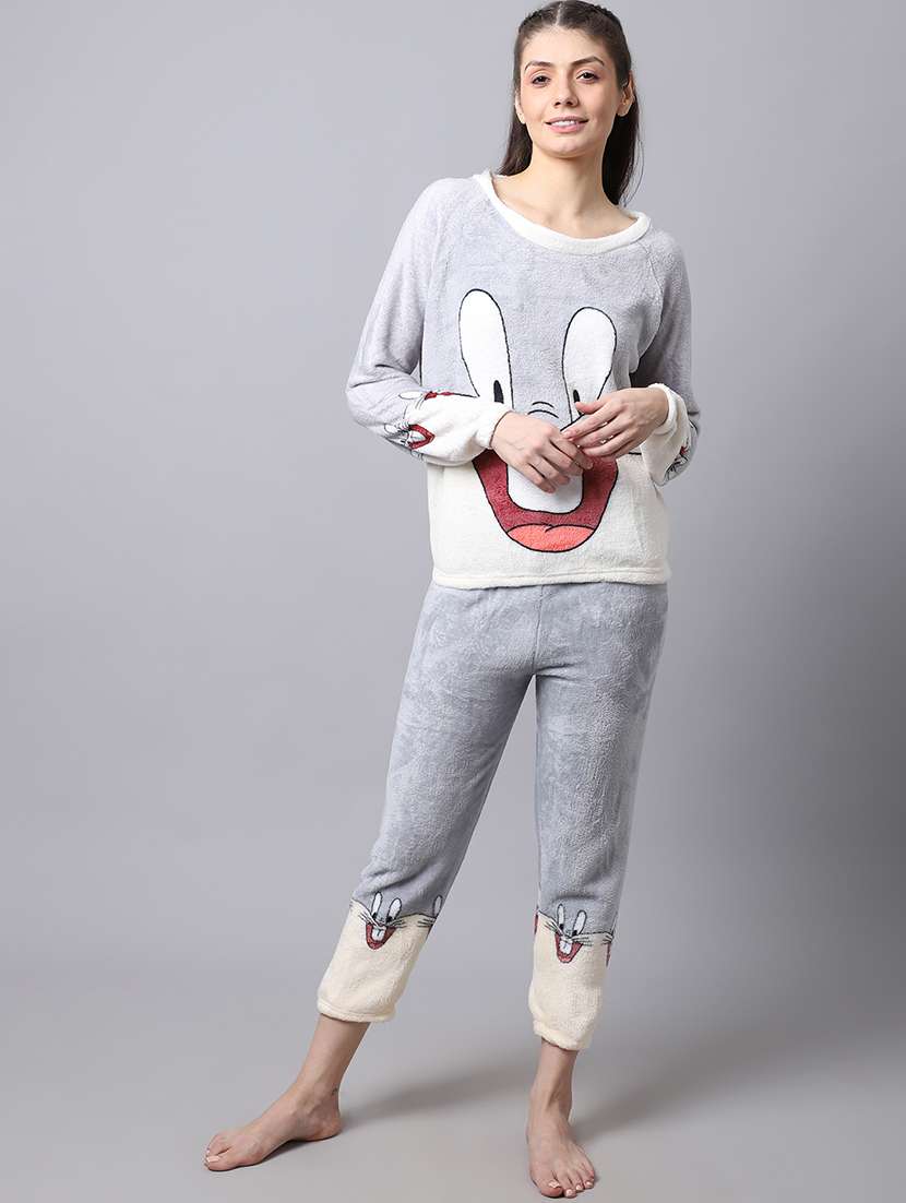 round neck printed nightwear payjama set 