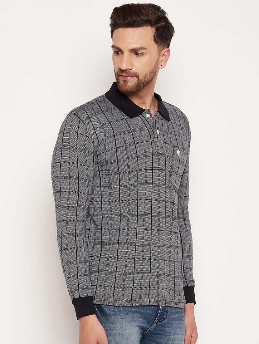 men checkered long sleeved polo t-shirt - 18532864 - Standard Image - 2