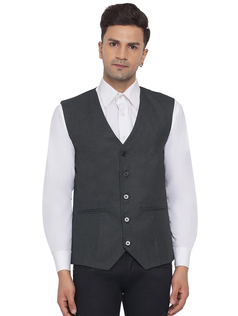 overlapping neck solid nehru jacket - 18532906 - Zoom Image - 0
