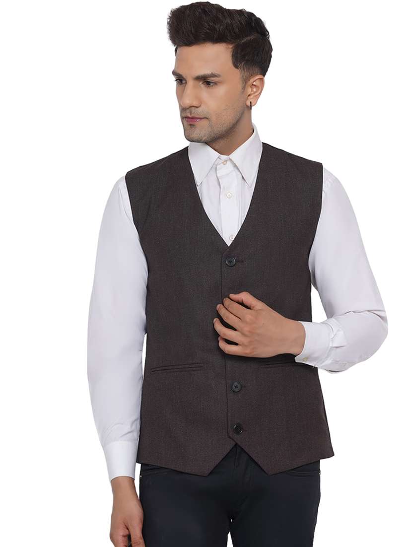 men solid sleeveless waist coat