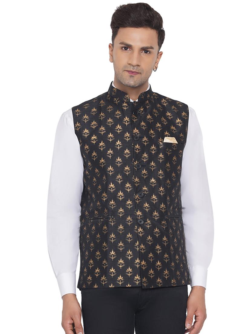 printed nehru jacket - 18532912 -  Zoom Image - 0