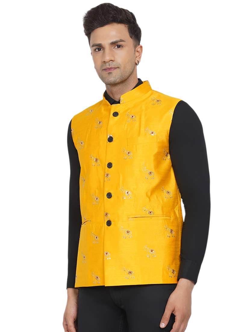 men self design sleeveless nehru jacket - 18532921 -  Standard Image - 2