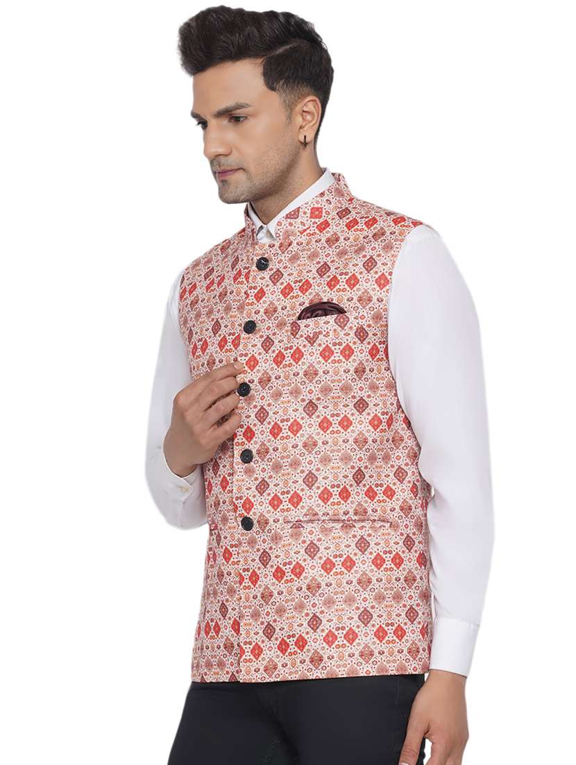 ikat printed nehru jacket - 18532928 -  Standard Image - 2