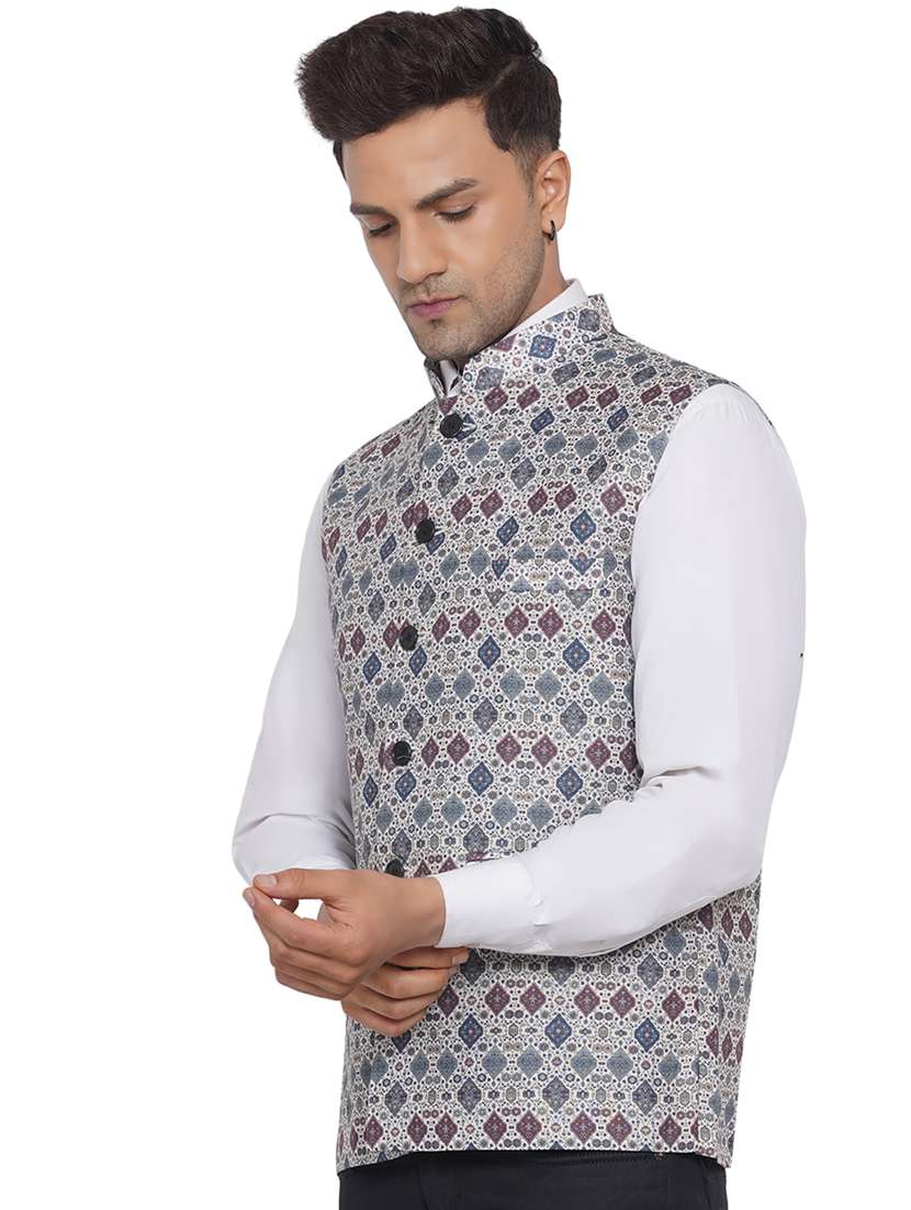 printed nehru jacket - 18532931 -  Standard Image - 2
