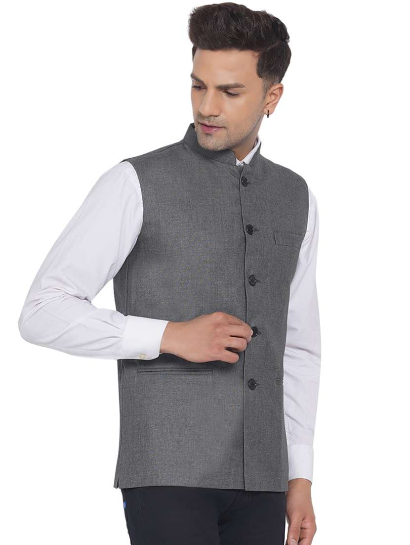 solid nehru jacket - 18532948 - Standard Image - 2