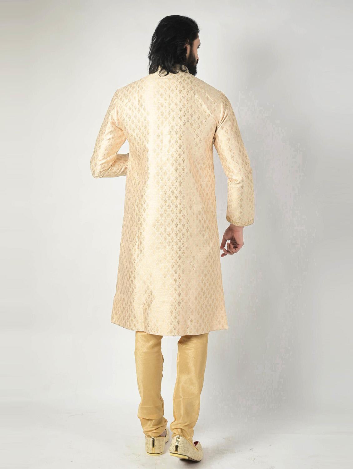 mandarin neck self-designed kurta pyjama ethnic wear set - 18533498 - Standard Image - 2