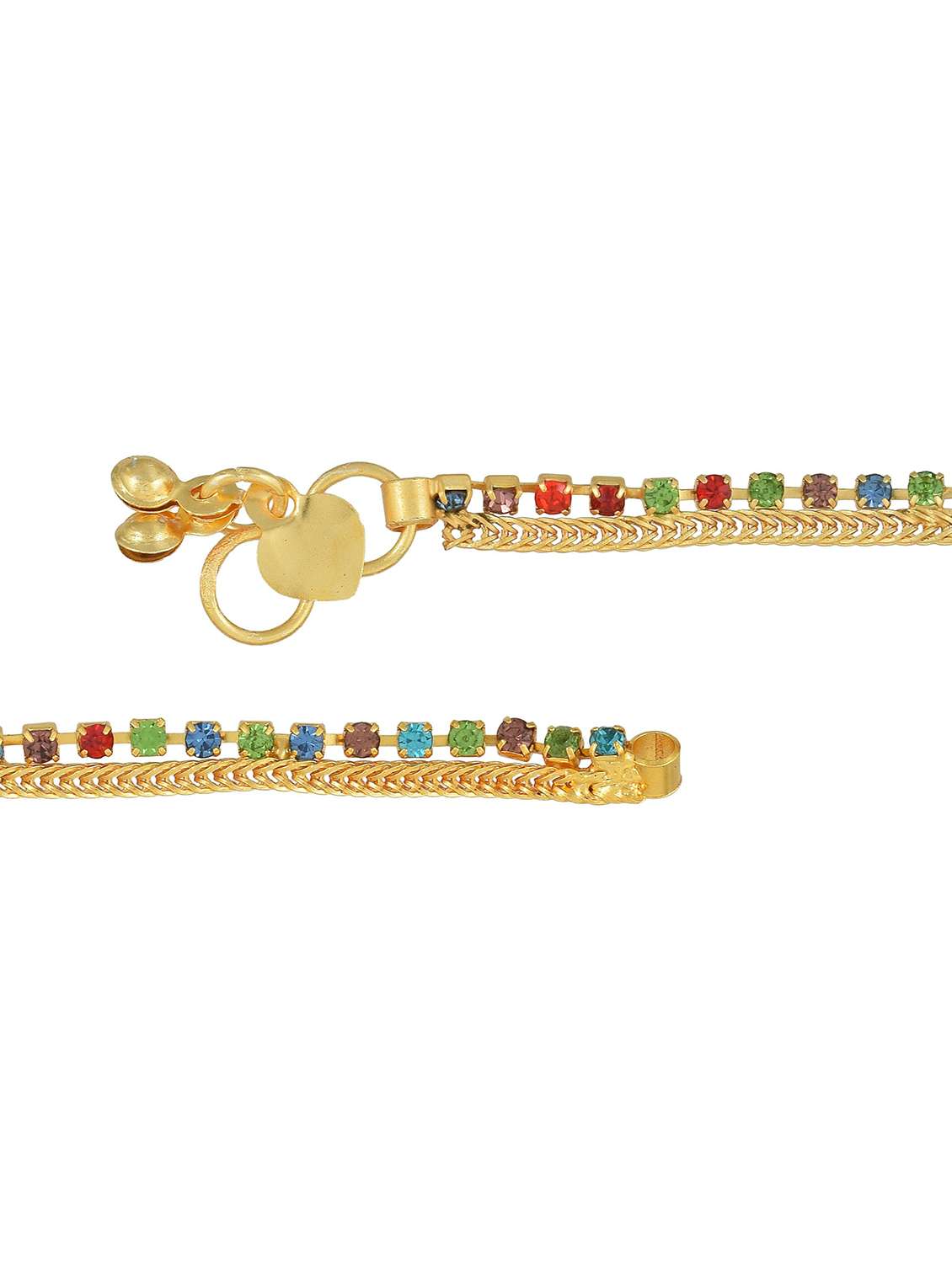 gold plated brass anklet with studded stones  - 18534008 -  Standard Image - 2