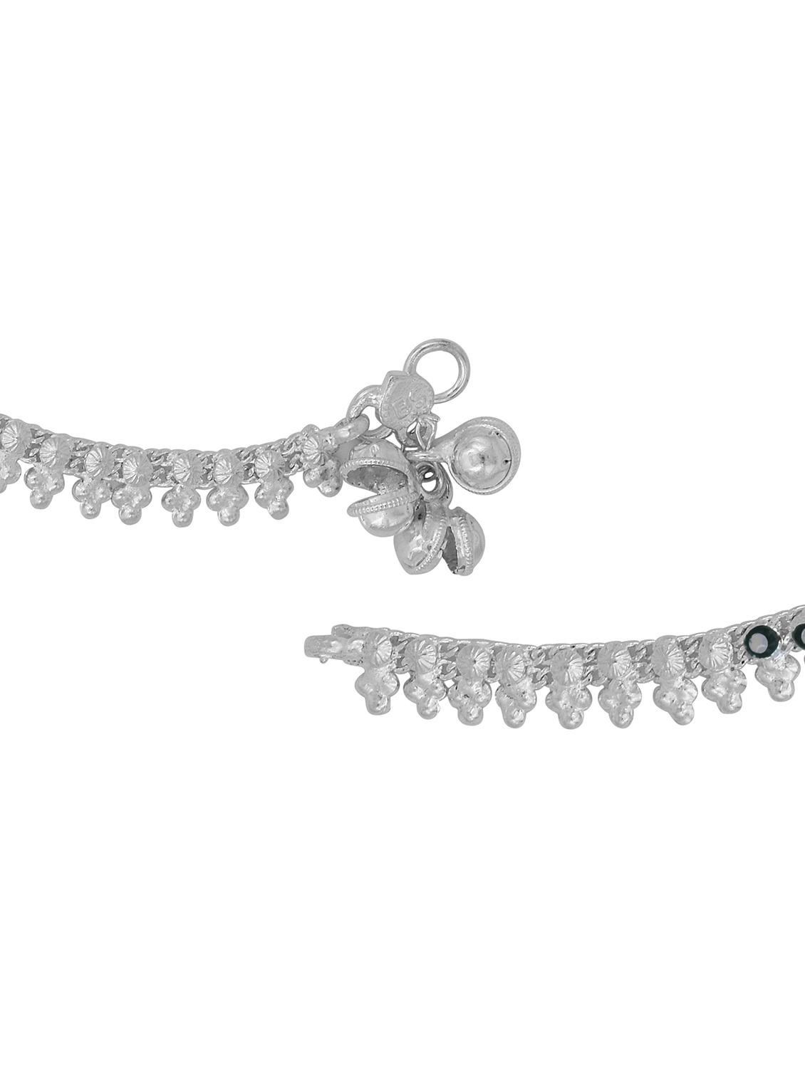 silver plated multi color stoned anklet - 18534036 - Standard Image - 2