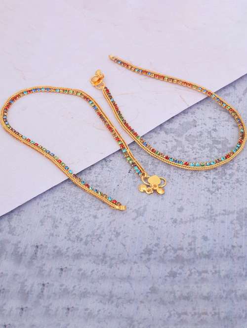 multi colored gold plated brass anklet  - 18534043 -  Standard Image - 0