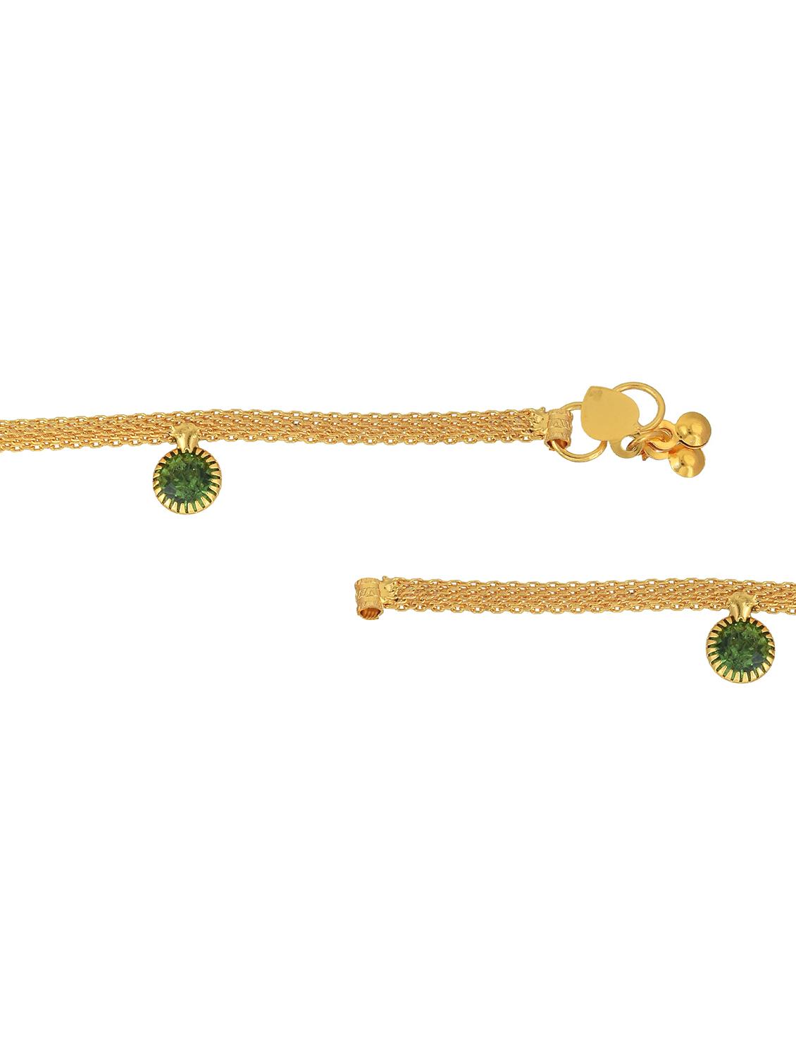 gold plated brass anklet with studded stones - 18534059 - Standard Image - 2