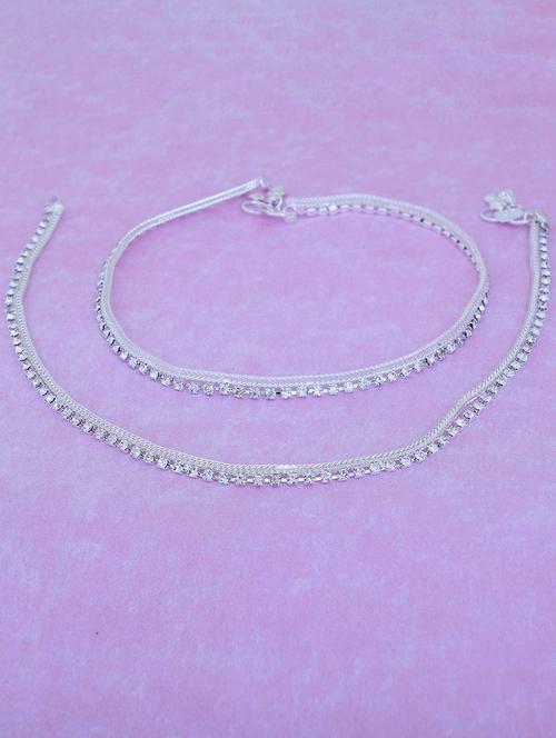 silver plated brass anklet - 18534064 - Standard Image - 0
