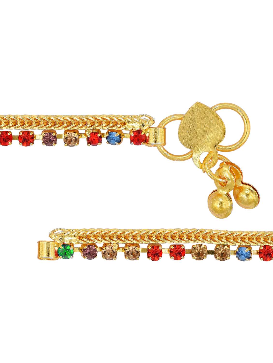 gold plated brass anklet with studded stones  - 18534080 -  Standard Image - 2
