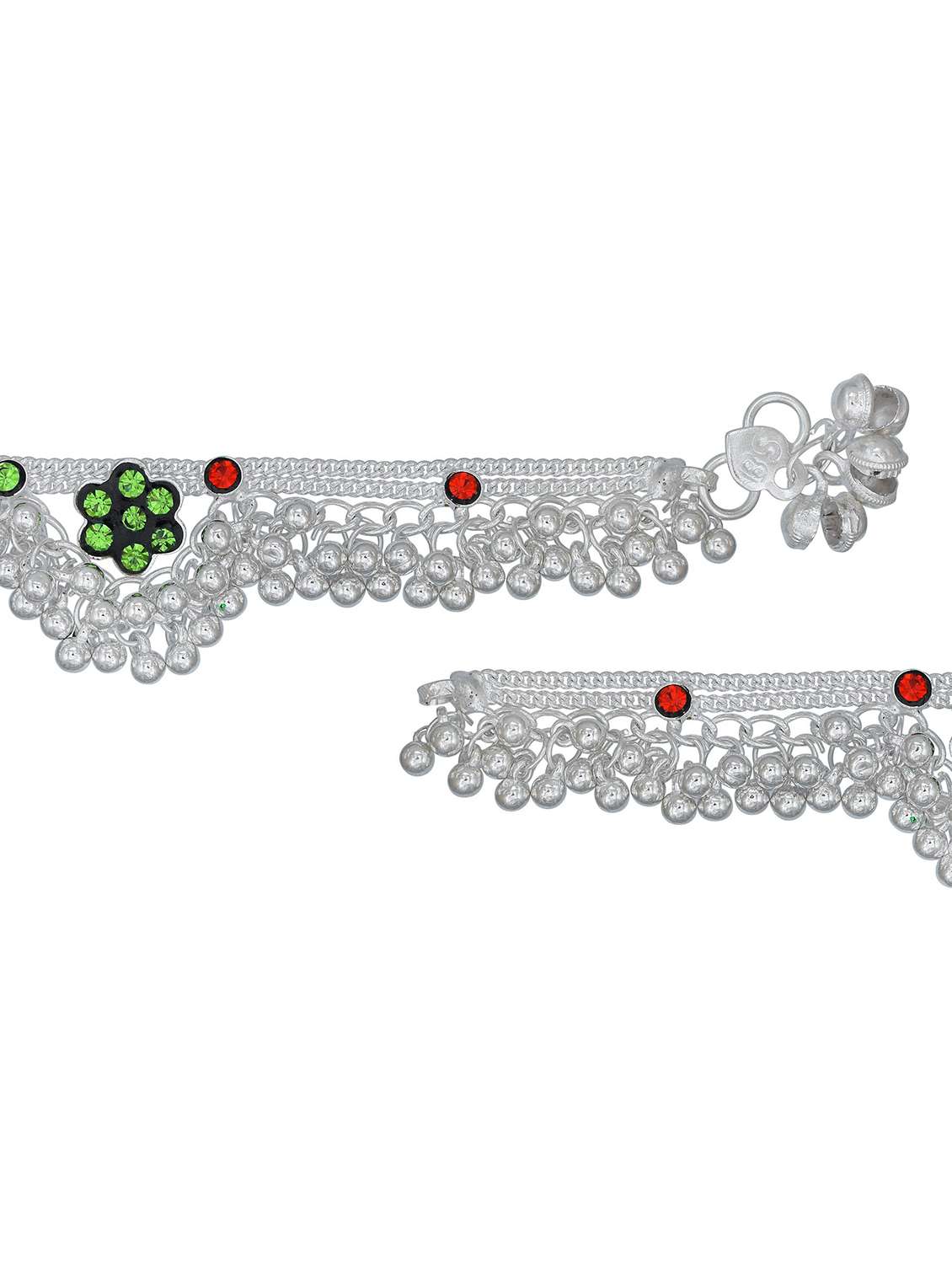 silver plated multi color stoned anklet - 18534082 - Standard Image - 2