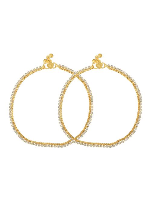 gold plated brass anklet with studded stones - 18534094 - Standard Image - 0