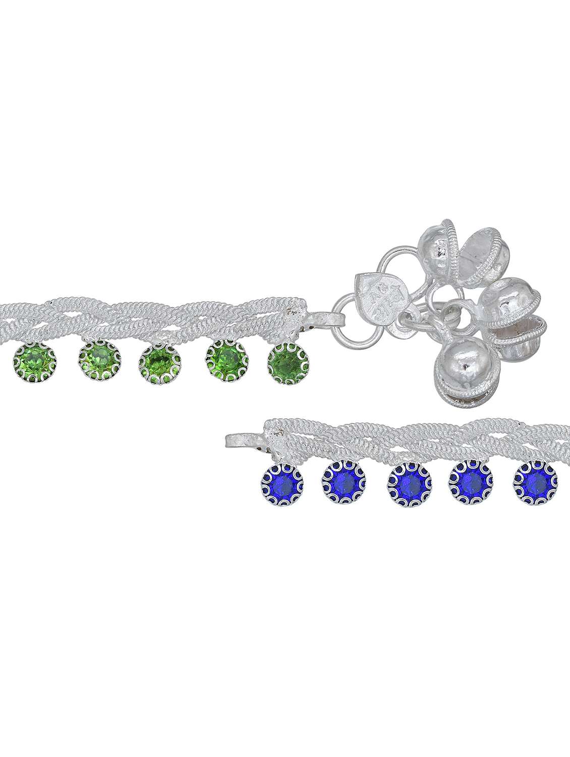 silver plated multi color stoned anklet  - 18534111 -  Standard Image - 2