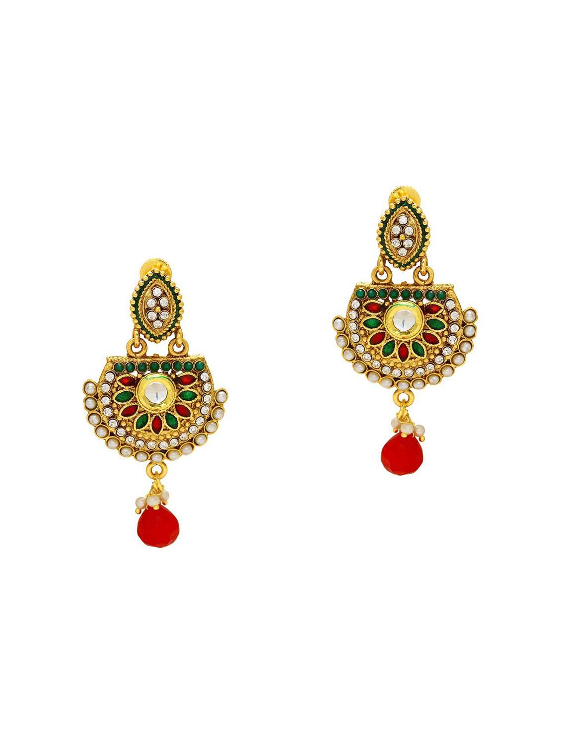 gold brass jhumka earring - 18534143 -  Zoom Image - 0