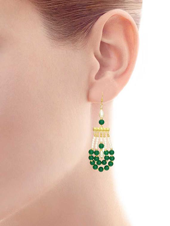 green brass drop earring - 18534160 - Standard Image - 2
