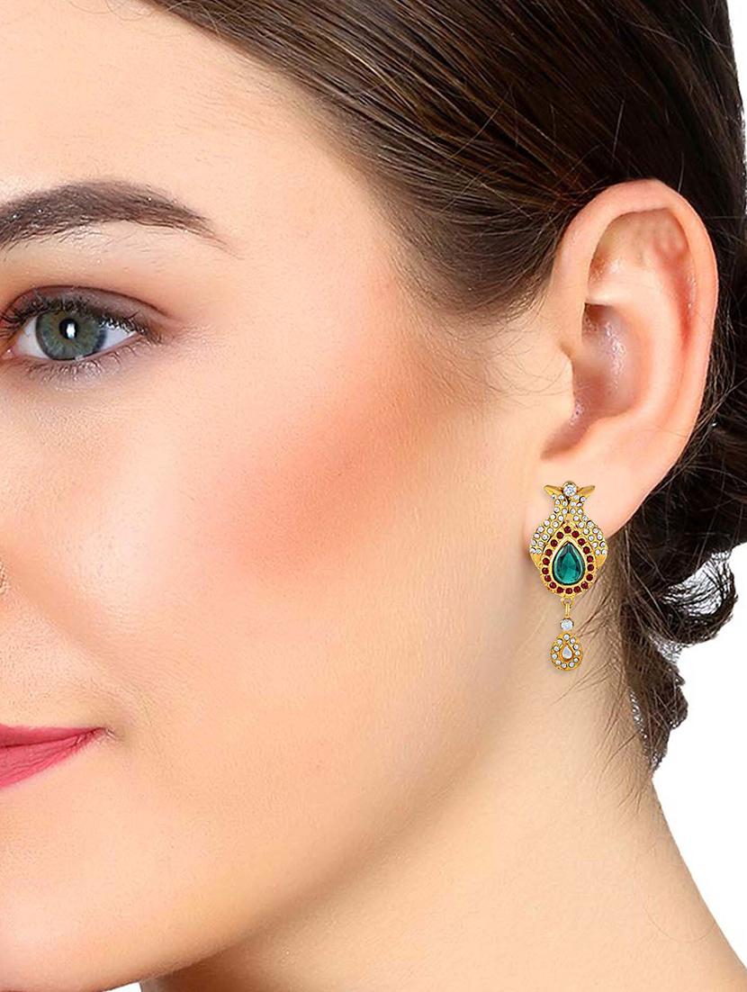 gold brass drop earring - 18534172 - Standard Image - 2