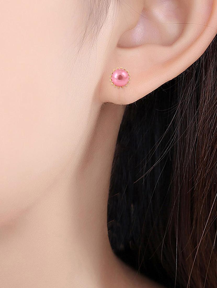 pink brass stud earring - 18534214 - Standard Image - 2