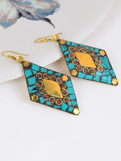 multi colored brass drop earring - 18534223 - Standard Image - 0